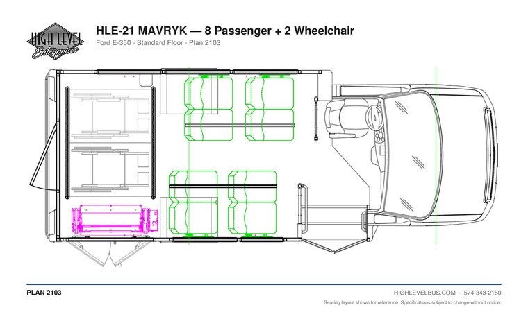 MAVRYK — 8 Passenger + 2 Wheelchair seating layout