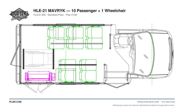 MAVRYK — 10 Passenger + 1 Wheelchair seating layout