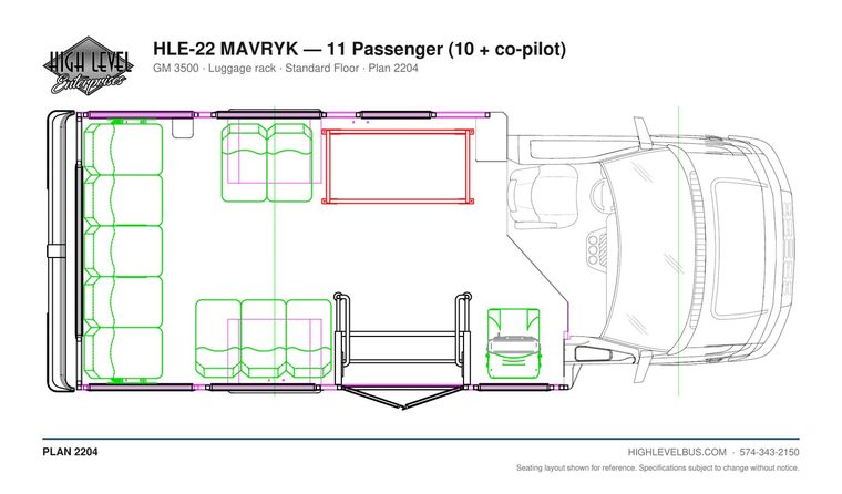 MAVRYK — 11 Passenger (10 + co-pilot) seating layout