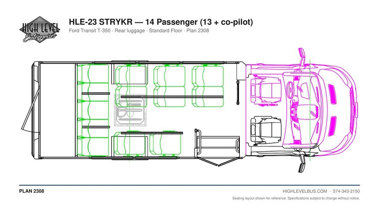 STRYKR — 14 Passenger (13 + co-pilot) seating layout