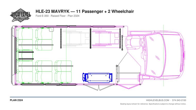 MAVRYK — 11 Passenger + 2 Wheelchair seating layout