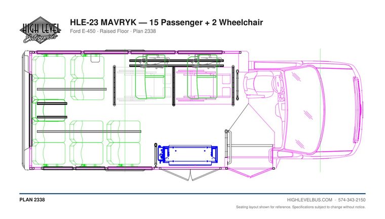 MAVRYK — 15 Passenger + 2 Wheelchair seating layout
