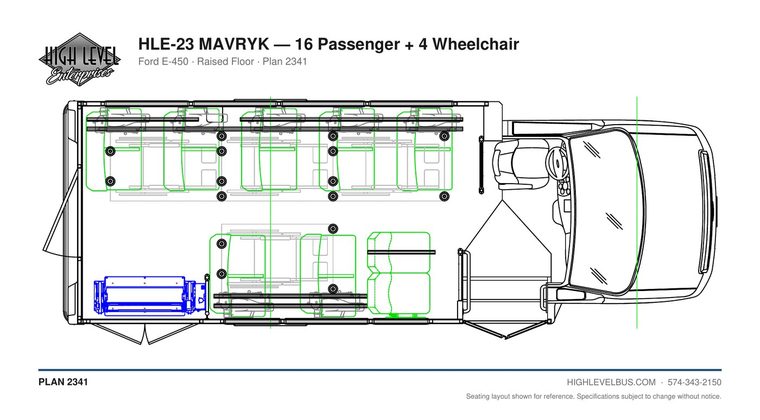 MAVRYK — 16 Passenger + 4 Wheelchair seating layout