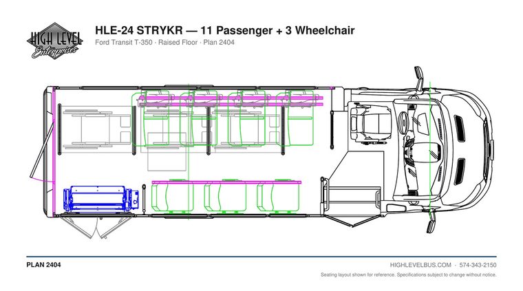 STRYKR — 11 Passenger + 3 Wheelchair seating layout