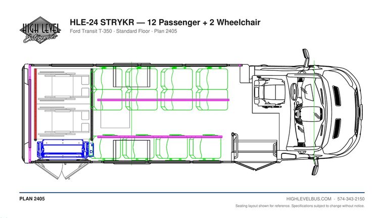 STRYKR — 12 Passenger + 2 Wheelchair seating layout