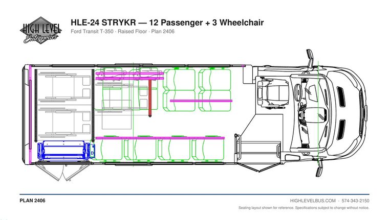 STRYKR — 12 Passenger + 3 Wheelchair seating layout