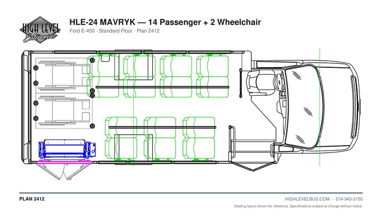 MAVRYK — 14 Passenger + 2 Wheelchair seating layout