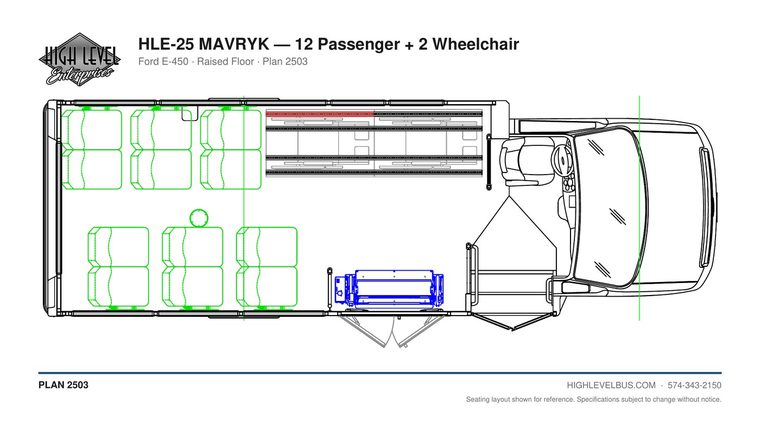 MAVRYK — 12 Passenger + 2 Wheelchair seating layout