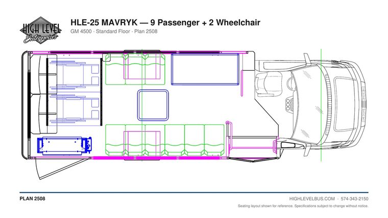 MAVRYK — 9 Passenger + 2 Wheelchair seating layout