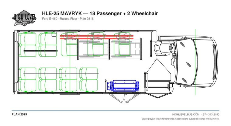 MAVRYK — 18 Passenger + 2 Wheelchair seating layout