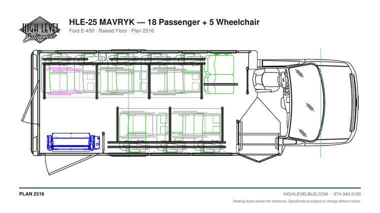 MAVRYK — 18 Passenger + 5 Wheelchair seating layout