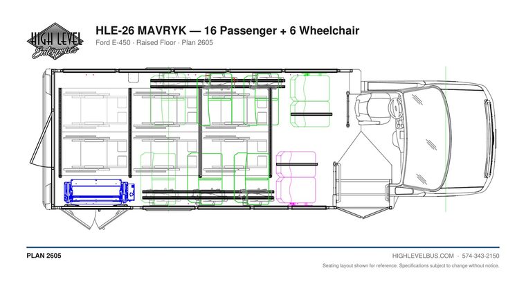 MAVRYK — 16 Passenger + 6 Wheelchair seating layout