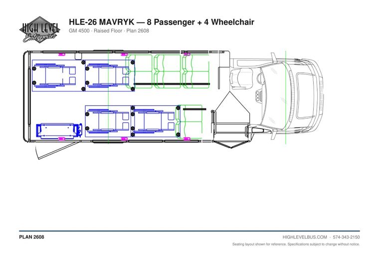MAVRYK — 8 Passenger + 4 Wheelchair seating layout