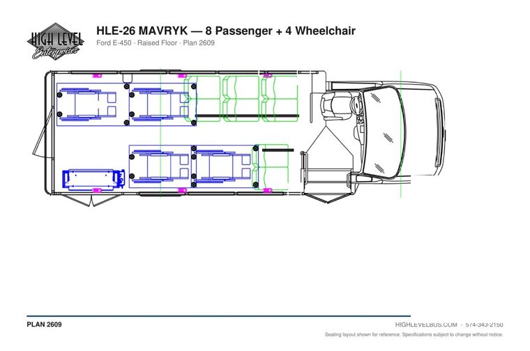 MAVRYK — 8 Passenger + 4 Wheelchair seating layout