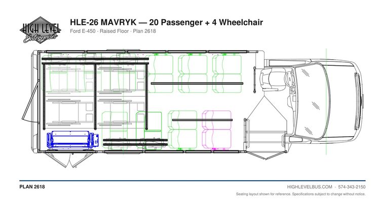MAVRYK — 20 Passenger + 4 Wheelchair seating layout