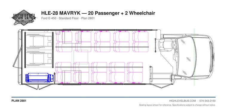 MAVRYK — 20 Passenger + 2 Wheelchair seating layout
