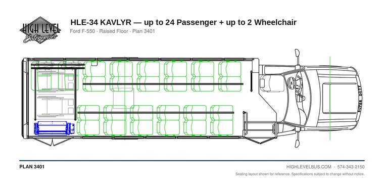 KAVLYR — up to 24 Passenger + up to 2 Wheelchair seating layout