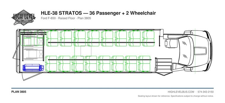 STRATOS — 36 Passenger + 2 Wheelchair seating layout