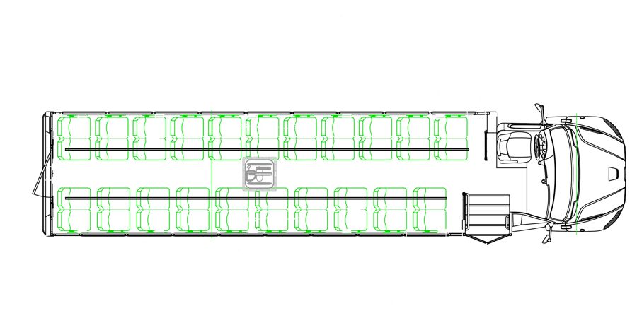 HLE-40 STRATOS seating layout — 42 Passenger + Overhead Luggage