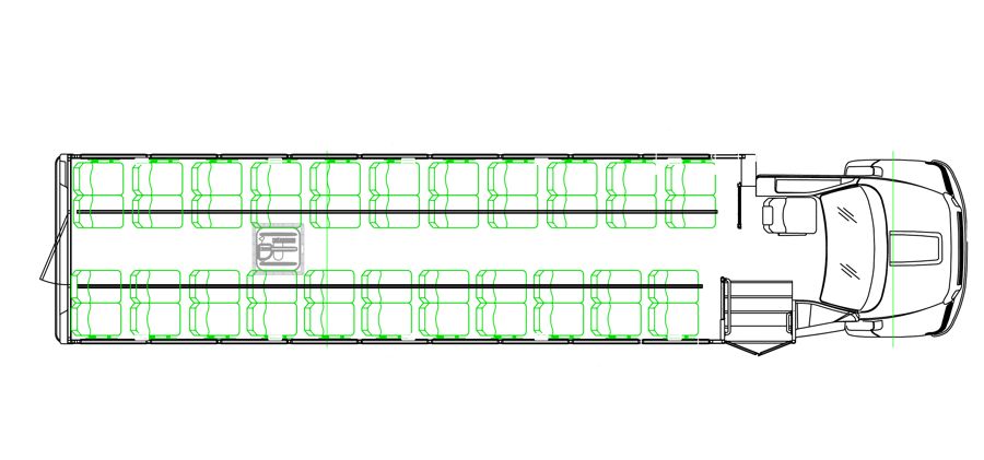 HLE-41 STRATOS seating layout — 44 Passenger