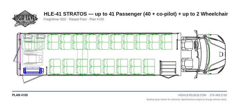 STRATOS — up to 41 Passenger (40 + co-pilot) + up to 2 Wheelchair seating layout