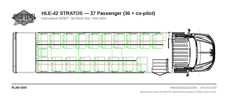 STRATOS — 37 Passenger (36 + co-pilot) seating layout