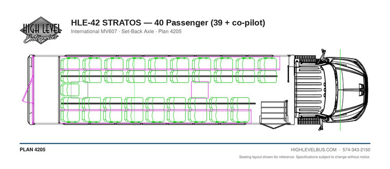 STRATOS — 40 Passenger (39 + co-pilot) seating layout