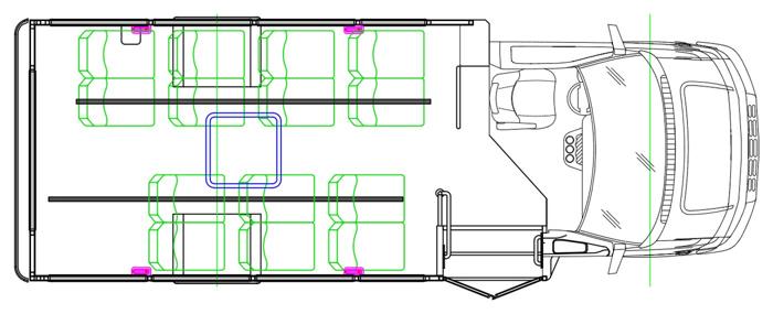 MAVRYK seating layout — 14 Passenger