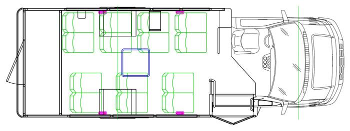 MAVRYK seating layout — 14 Passenger + Rear Luggage
